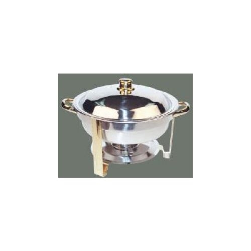 Winco Malibu 18/10 Stainless Steel Round Gold-accent Chafer, 4 Qt, 1 Set