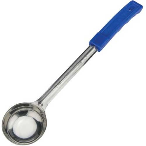 Winco Prime Stainless Steel One Piece Solid Food Portioner with Blue Handle, 2 Ounce -- 12 per case.