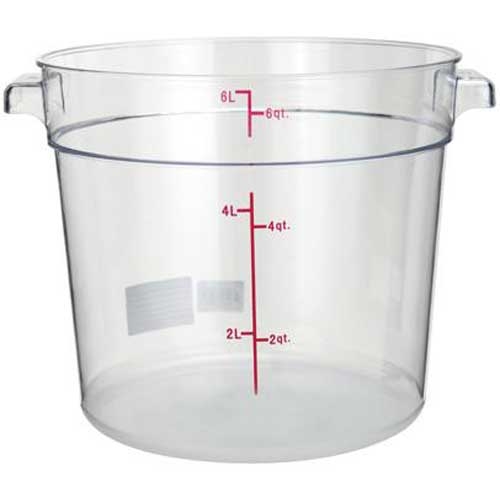 Winco Clear Polycarbonate Round Storage Container, 6 Quart -- 12 per case.