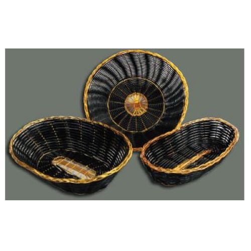 Winco Polypropylene Black/gold Round Woven Basket, 8 X 2 5/8 Inch -- 12 Per Case