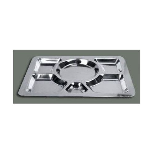 Winco Stainless Steel 6 Compartment Mess Tray - Style A, 15 1/2 x 11 1/2 inch.