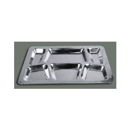 Winco Stainless Steel 6 Compartment Mess Tray - Style B, 15 1/2 x 11 1/2 inch.