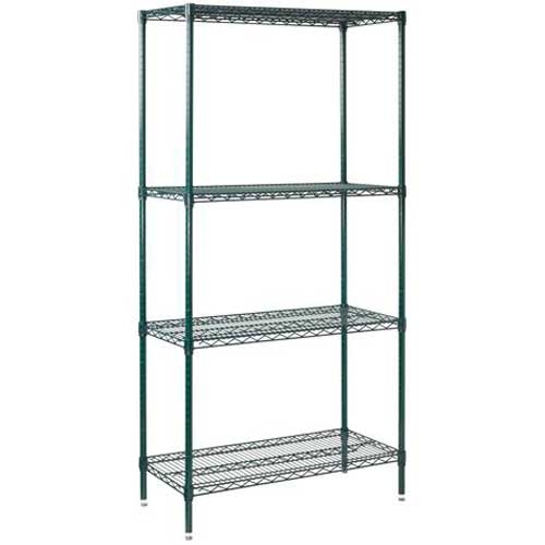 Winco Epoxy Coated 4 Tier Wire Shelving Set, 18 x 36 x 72 inch -- 1 set.