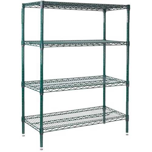 Winco Epoxy Coated 4 Tier Wire Shelving Set, 24 x 48 x 72 inch -- 1 set.