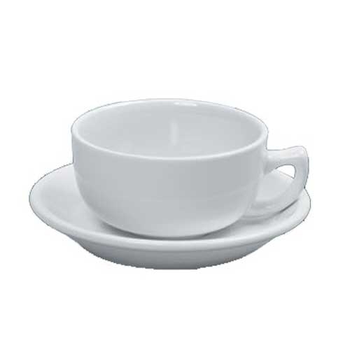Yanco Abco Porcelain Round Rolled Edge Super White Saucer for AC 56, 6 7/8 inch Diameter -- 36 per case.