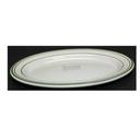Yanco Green Band Ceramic Oval American White Platter, 9 3/8 inch Length -- 24 per case.