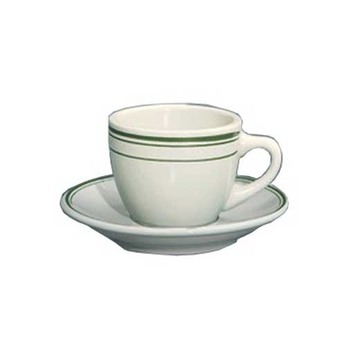 Yanco Green Band Ceramic American White Round Cup, 3 1/2 Ounce -- 36 per case.
