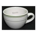 Yanco Green Band Ceramic American White Round Short Cup, 3 5/8 x 3 5/8. x 2 3/8 inch -- 36 per case.