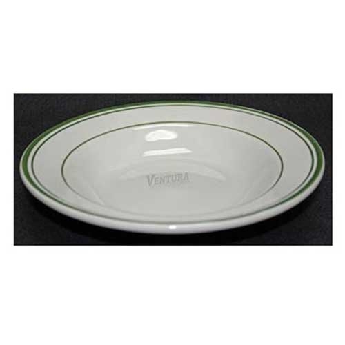 Yanco Green Band Ceramic American White Round Soup Bowl, 10 Ounce -- 24 per case.