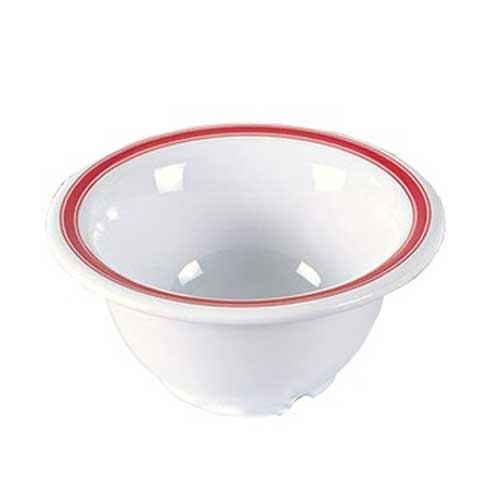 Yanco Houston Melamine Round Red Band/White Soup Bowl, 10 Ounce -- 48 per case.