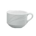 Yanco Miami Porcelain Bone White Round Stackable Embossed Cup, 7 1/2 Ounce -- 36 per case.