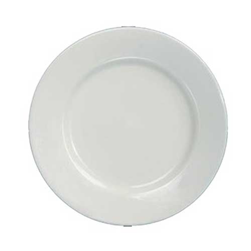 Yanco Recovery Ceramic American White Round Wide Rim Rolled Edge Plate, 8 1/4 inch Diameter -- 36 per case.