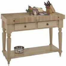 Cucina Americana Rustica Worktable 24 x 30 x 4in. With Maple End Grain Top, With Wood Shelf.