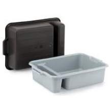 Vollrath Black Heavy Duty Two Compartment Dish Box, 23 x 17 1/2 x 6 inch -- 6 per case.