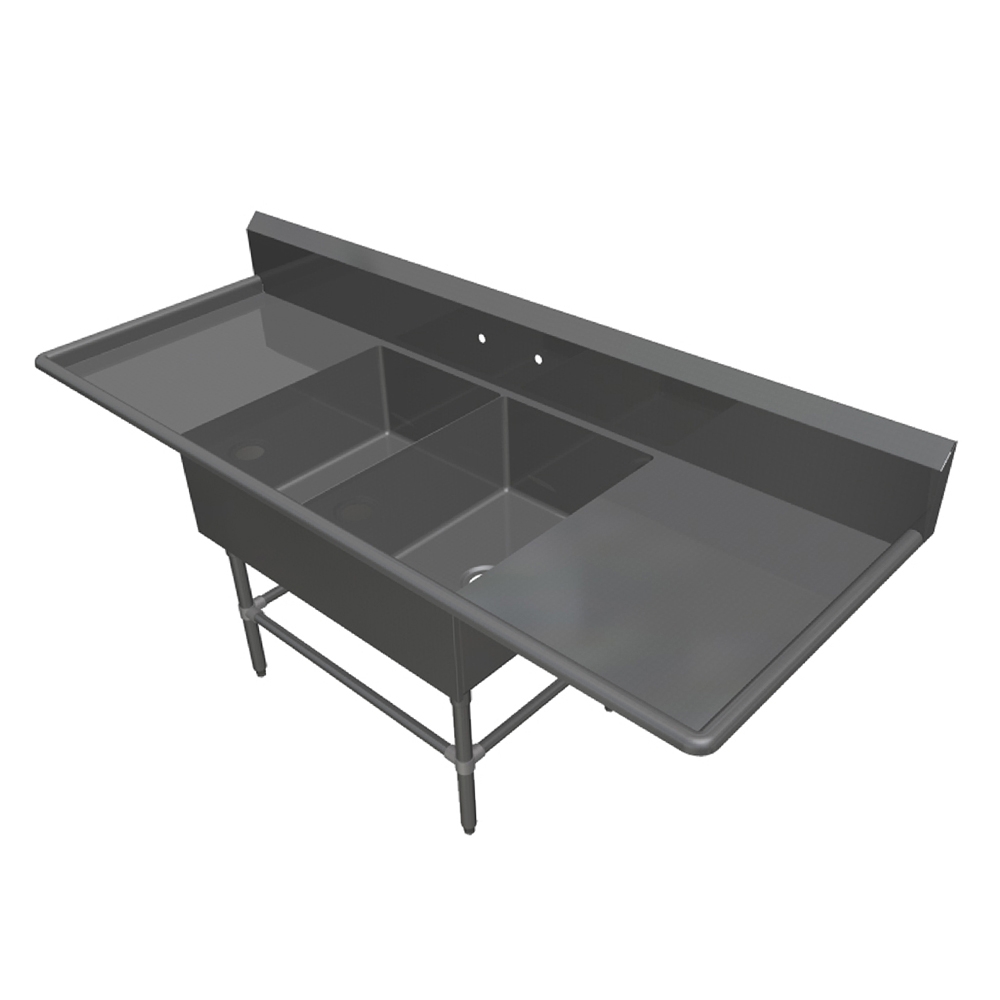 John Boos 16 Gauge Stainless Steel One Bowl Sink With 30 Inch Left And Right Drainboard, 93 1/4 X 29 1/2 Inch