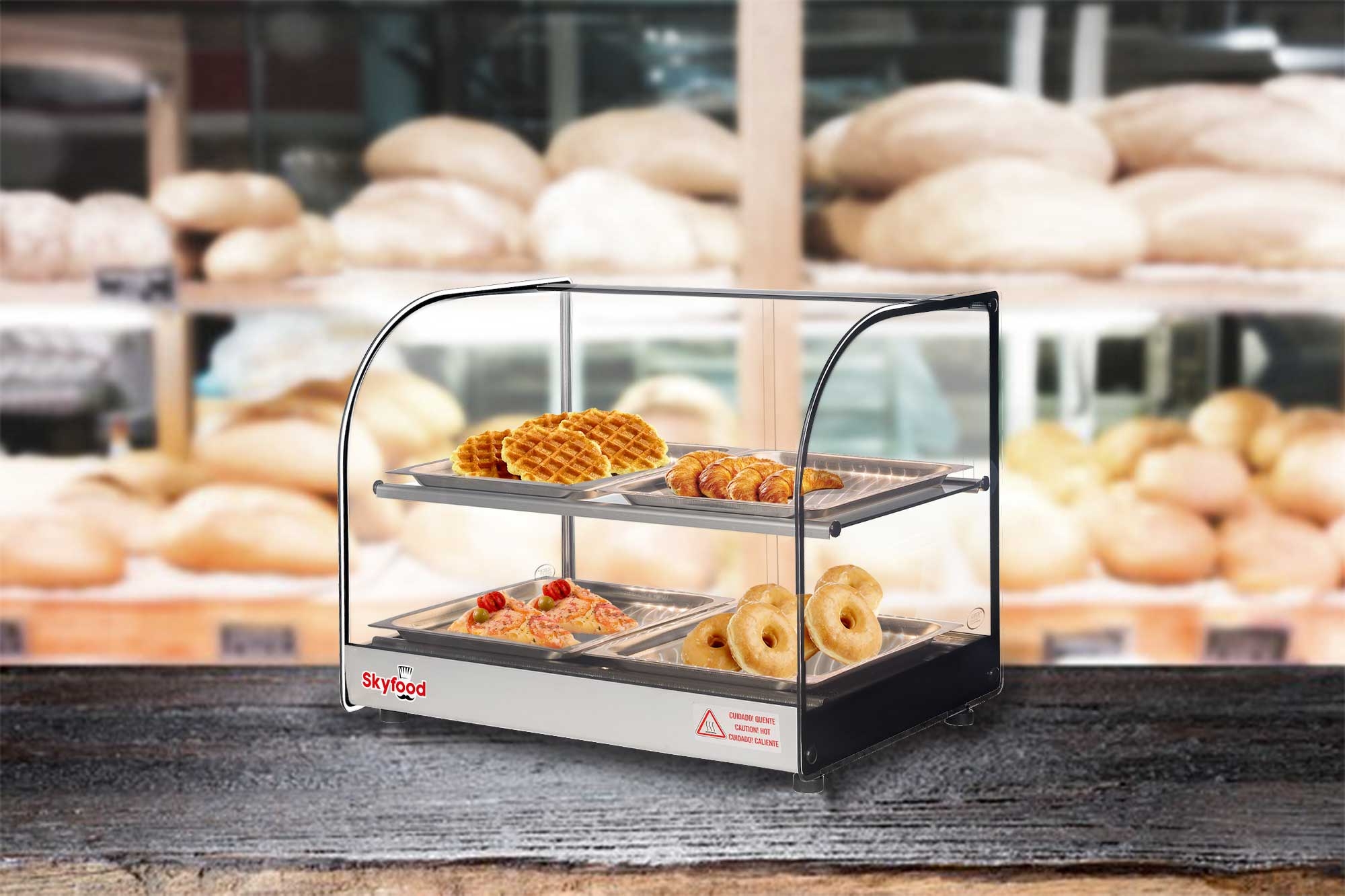 Skyfood Countertop Food Warmer Display Case with Two Shelves, 22 1/2 x 17 3/4 x 19 3/4 inch