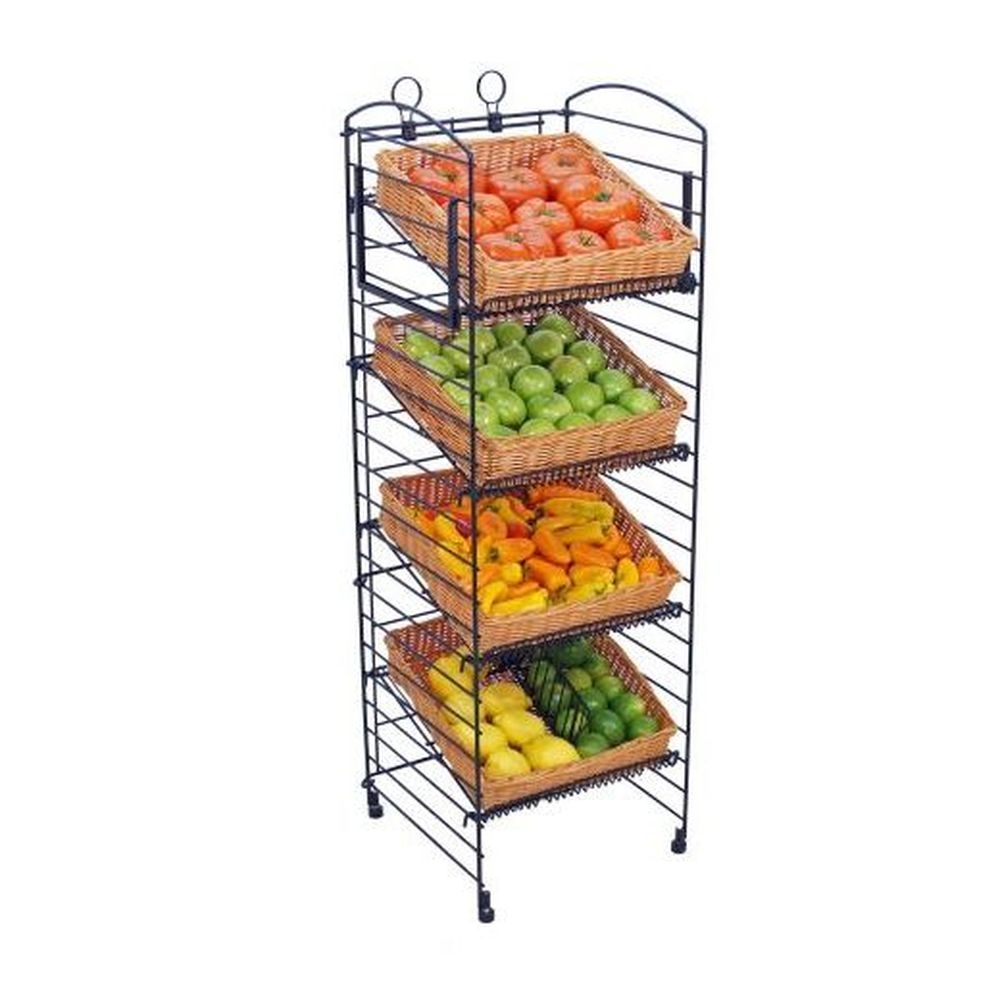 Mobile Merchandisers Bronze Hammertone 5-shelf Fold-up Wire Floor Display With Side Sign Frame, 16 X 47 X 16 Inch