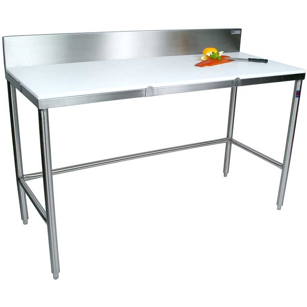 John Boos Poly 1000 Top Stainless Steel Trimming Table With 6 Inch High Removable Rear Riser, 60 X 24 X 3/4 Inch