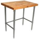 John Boos Oil Finish Maple Top Work Table with Stainless Steel Base and Bracing, 84 x 30 x 2 1/4 inch.
