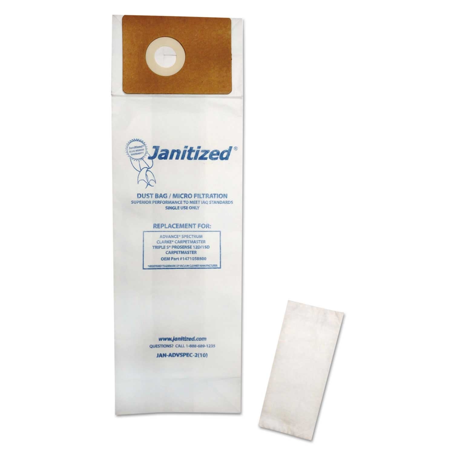 Janitized Vacuum Filter Bag Designed To Fit Advance Spectrum Carpetmaster -- 100 per case