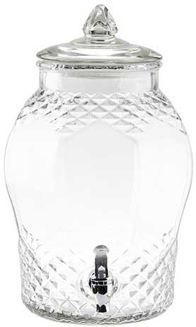 Tablecraft Decorative Clear Glass Beverage Dispenser, 2 Gallon Capacity