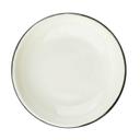 Tablecraft Enamelware Collection Round Creamy White with Black Rim Coupe Plate, 12 Ounce Capacity