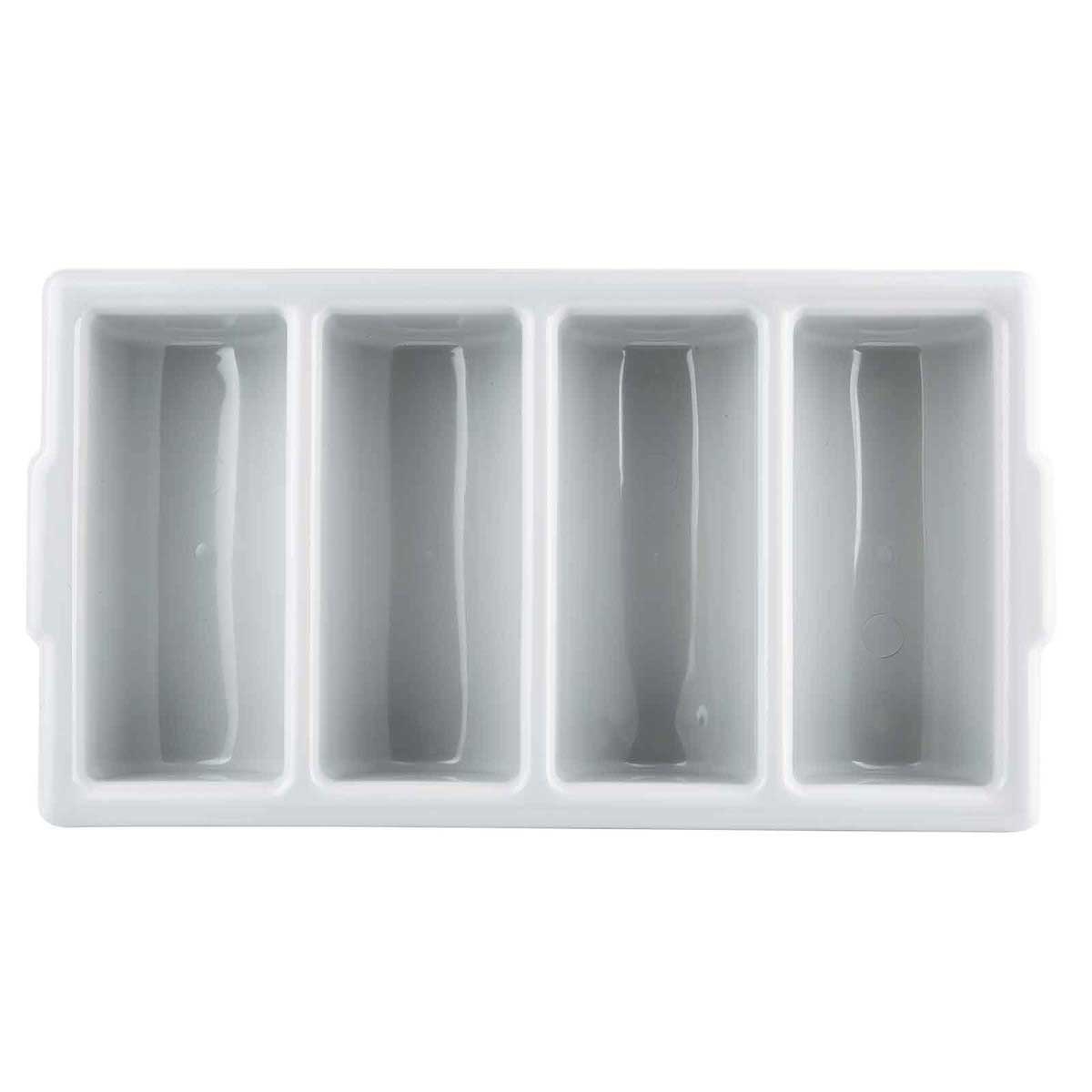 Tablecraft Polyethylene Gray 4 Compartment Cutlery Bin, 21.75 x 11.75 x 3.75 inch -- 12 per case