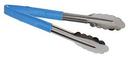 Tablecraft Stainless Steel Vinyl-Coated V-Hinge Tong with Blue Handle, 9 inch