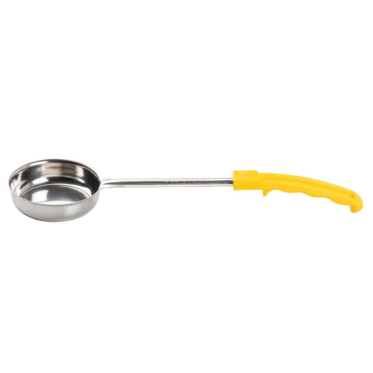 Tablecraft Stainless Steel Solid One Piece Spoonout With Yellow Handle, 5 Ounce Capacity