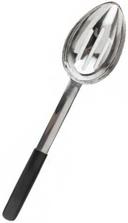 Tablecraft Anti Microbial Black Vinyl Coated Stainless Steel Slotted Spoon, 2 Ounce Capacity