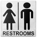 Tablecraft 200 Series Stainless Steel Contemporary Square Women/Men Restroom Sign, 5 x 0.125 x 5 inch