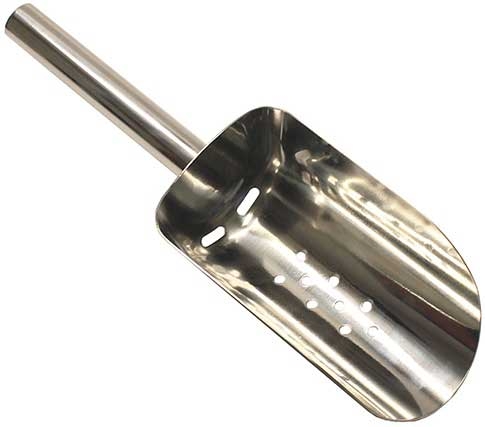 Tablecraft 18-8 Stainless Steel Ice Scoop With Drain Holes, 6 To 10 Ounce Capacity