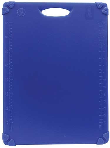 Tablecraft Grippy Polypropylene Blue Color Coded Cutting Board with TPE Grips, 20 x 15 x 0.625 inch