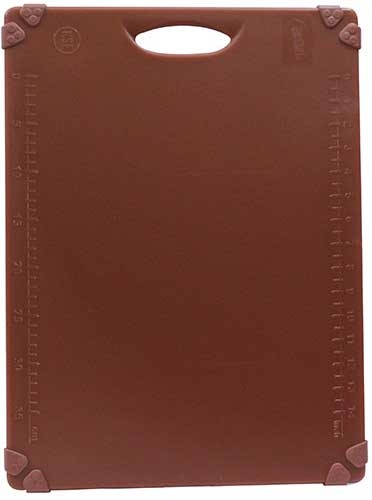 Tablecraft Grippy Polypropylene Brown Color Coded Cutting Board with TPE Grips, 20 x 15 x 0.625 inch