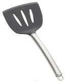 Tablecraft Silicone Wide Slotted Spatula with Stainless Steel Handle, 14 inch Length