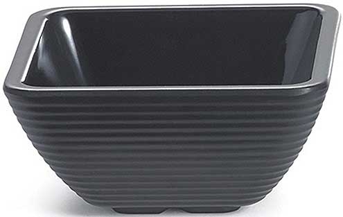 Tablecraft Melamine Black Square Ribbed Ramekin, 4 Ounce Capacity -- 12 Per Case