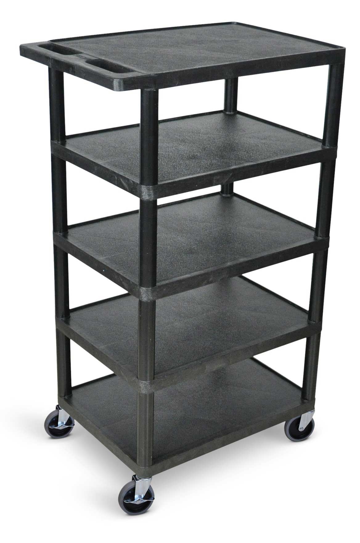 Luxor Black Plastic Five Flat-shelf Structural Foam Cart, 24 X 18 X 46 Inch
