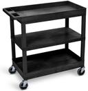 Luxor Black 32 x 18 inch Shelves Cart with Two Tub and One Flat Shelves