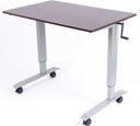 Luxor Glass High Speed Crank Adjustable Stand Up Desk with Dark Walnut Finish, 48 x 29.5 x 32.6 to 48.5 inch Height