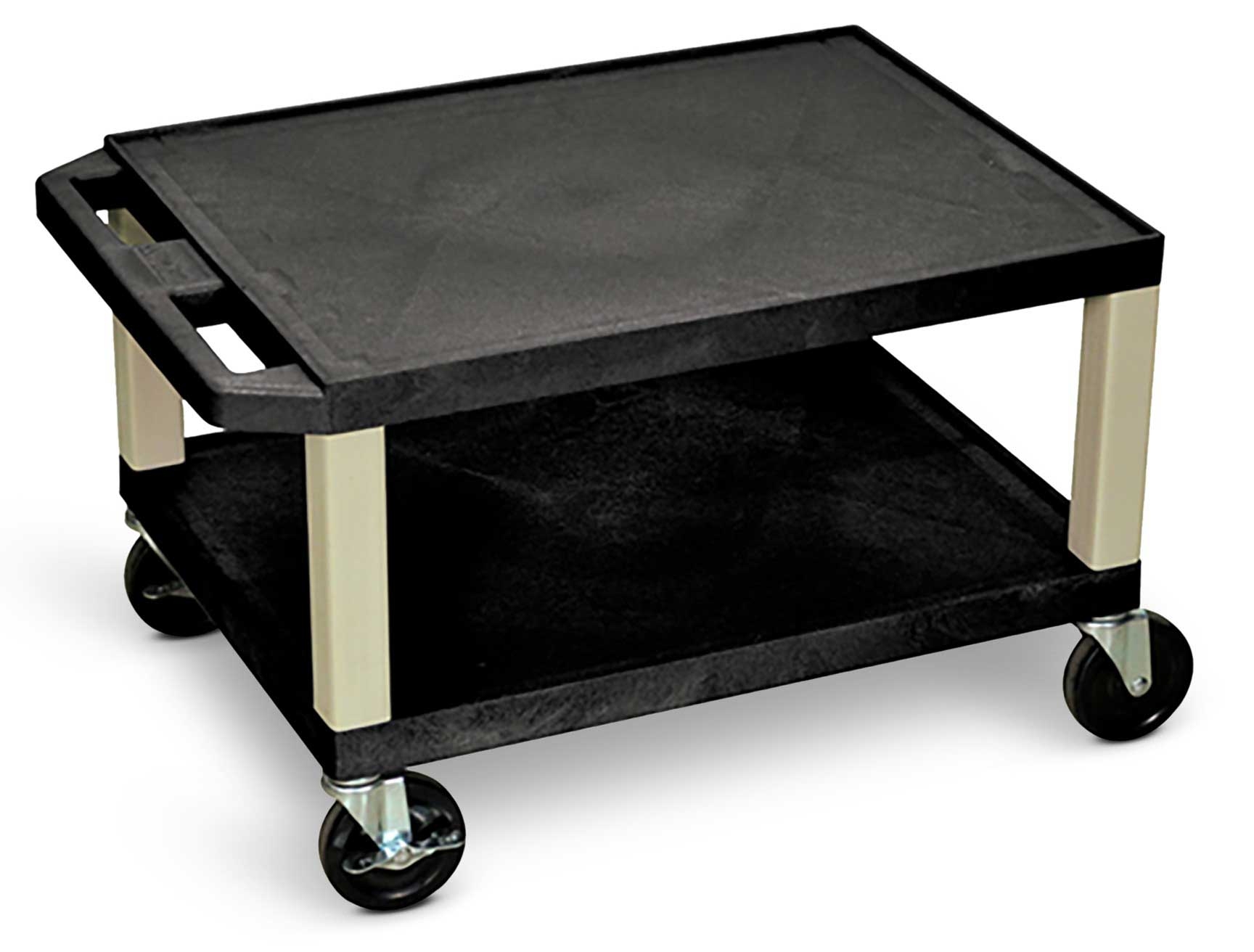 Luxor Tuffy Black Two-shelf Multi-purpose Utility Cart With Putty Legs, 24 X 18 X 16 Inch