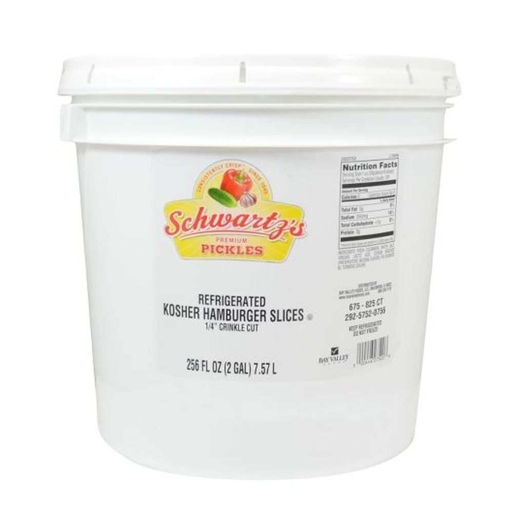Schwartz's 0.25 Inch Crinkle Cut Kosher Pickle Slices, 2 Gallon