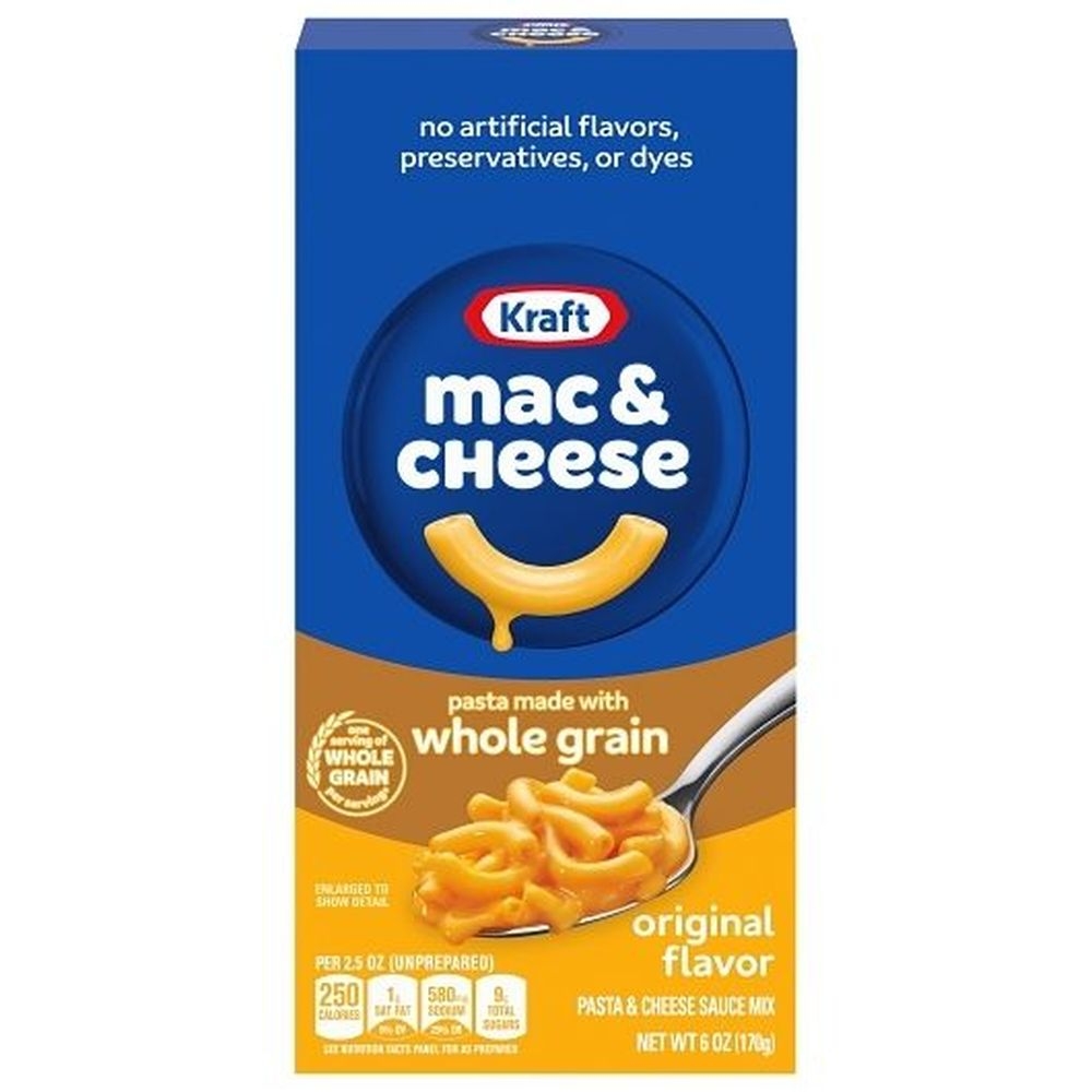 Kraft Whole Grain Mac N Cheese Dinner, 6 Ounce -- 12 per case.