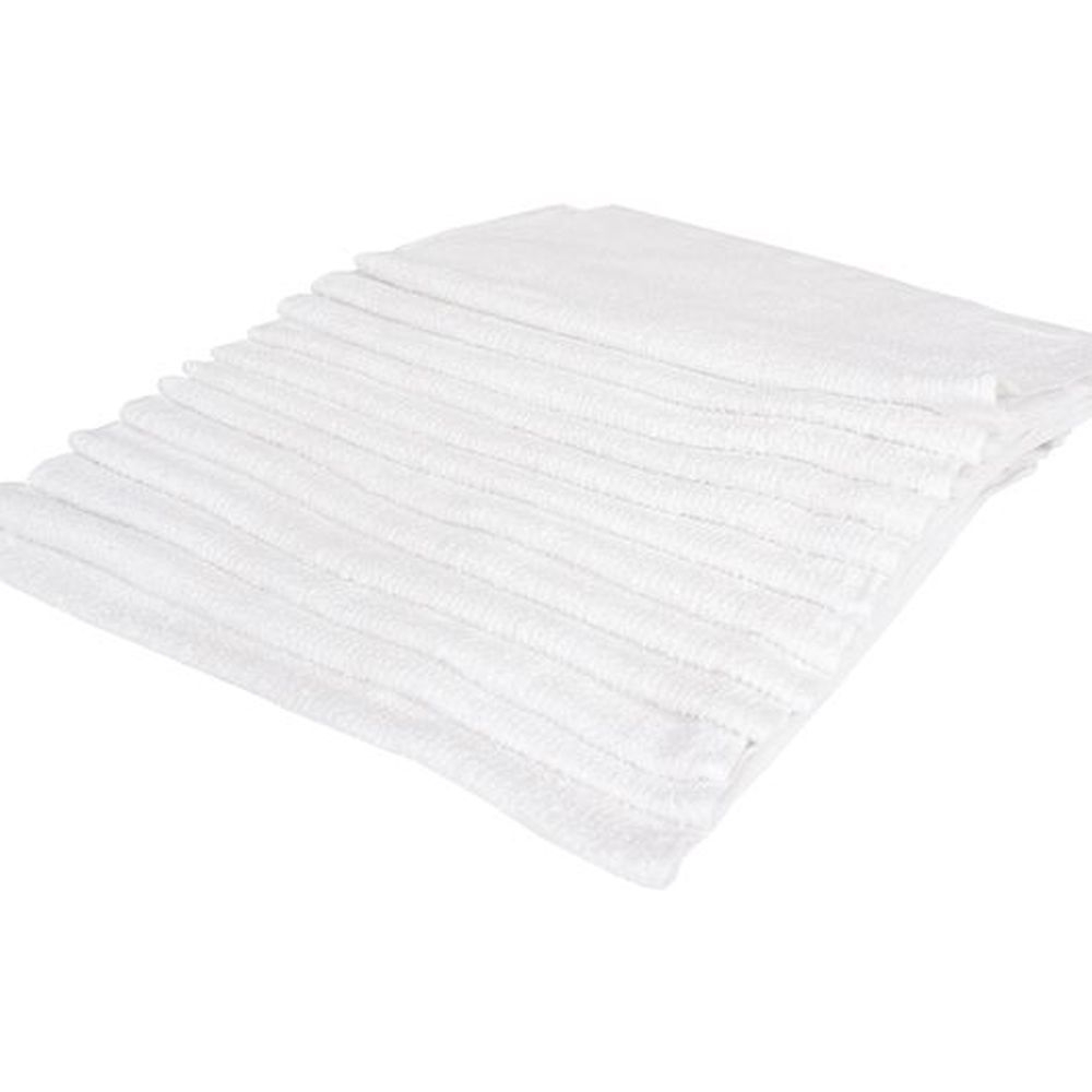 16 x 19 inch White Ribbed Terry Bar Towel