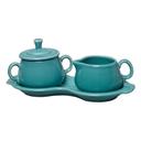 Turquois 4-Piece Sugar Bowl and Creamer Set with Tray