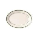 Green Band 9 1/2 x 6 3/4 inch China Rolled Edge Oval Platter, 24 count