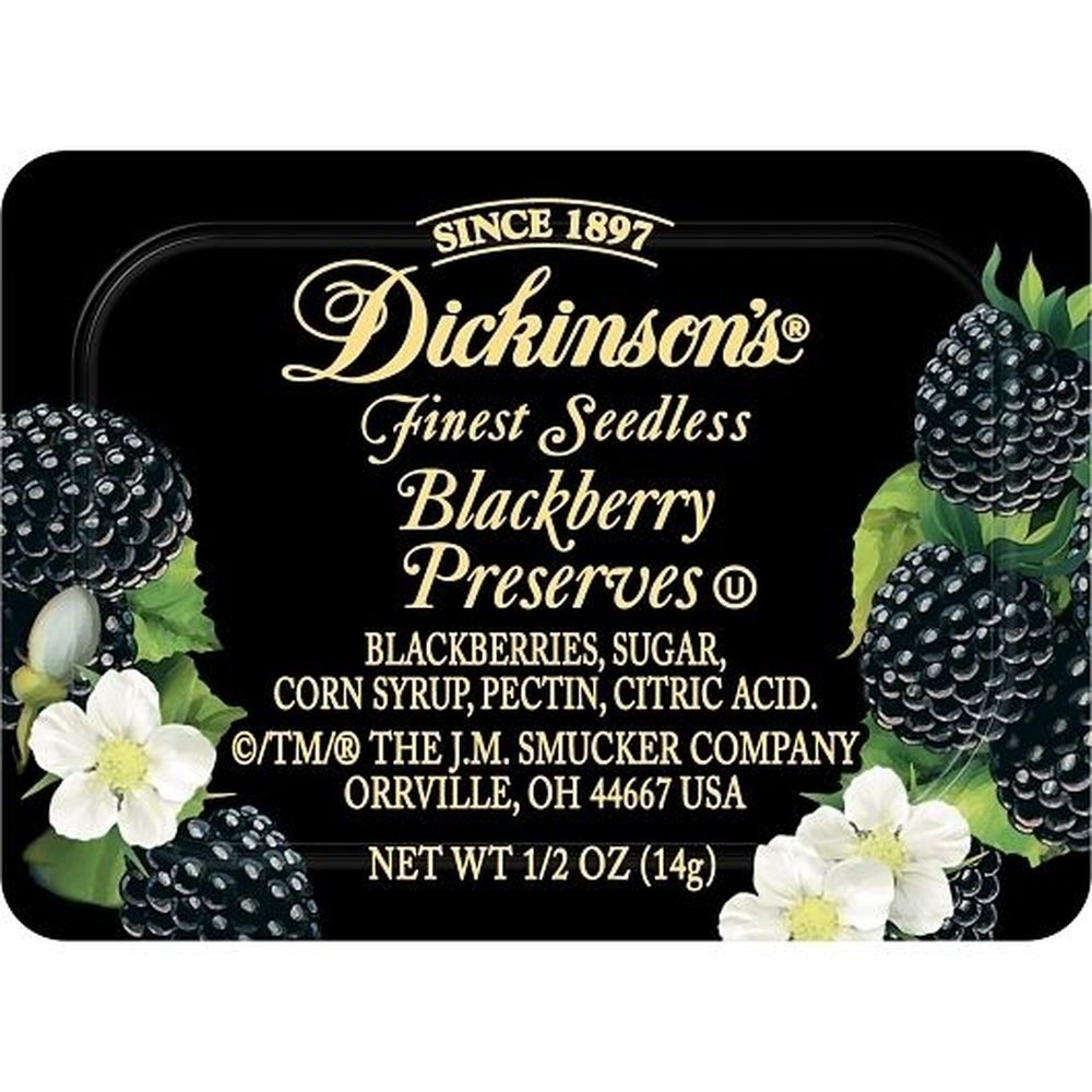 Dickinson 0.5 Ounce Finest Seedless Blackberry Preserves, 200 Count