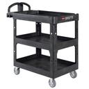 Brute Black Medium 3 Lipped Shelf Heavy-Duty Utility Cart with Ergo Handle
