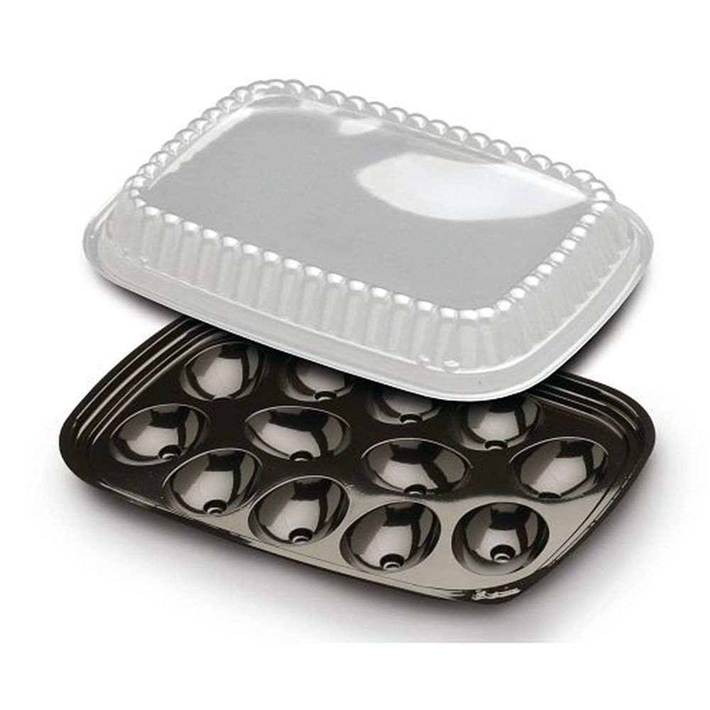 D & W Fine Pack Pet Black 12 Egg Tray With Dome Lid -- 328 Per Case