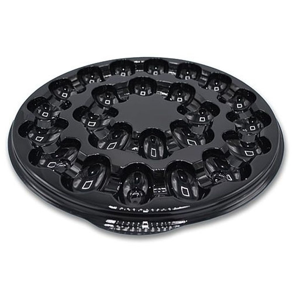 D&w Fine Pack 12.5 Inch Round Black Pet 24 Compartment Egg Tray Base, 80 Count
