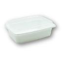 White Base Rectangle Takeout Container with Clear Lid